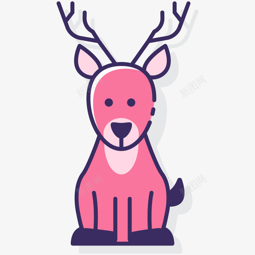 鹿动物22线性颜色图标svg_新图网 https://ixintu.com 动物 线性 颜色
