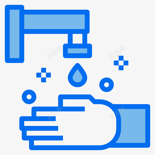 洗手清洁107蓝色图标svg_新图网 https://ixintu.com 洗手 清洁 蓝色