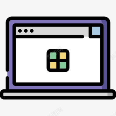 笔记本电脑网络开发线颜色图标图标