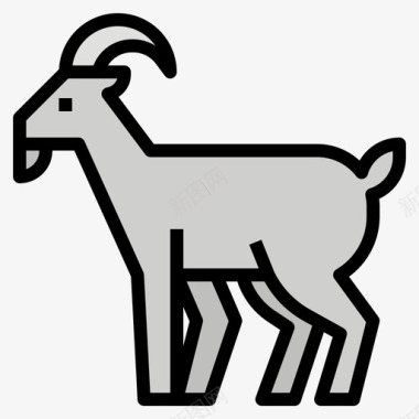 山羊动物79线性颜色图标图标