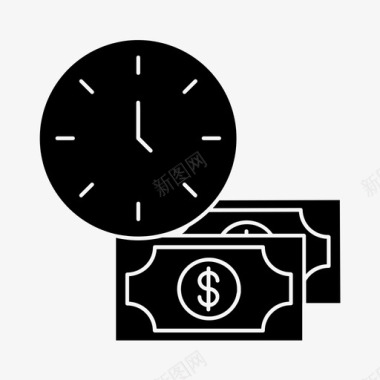 时钟和美元企业企业所有者图标图标