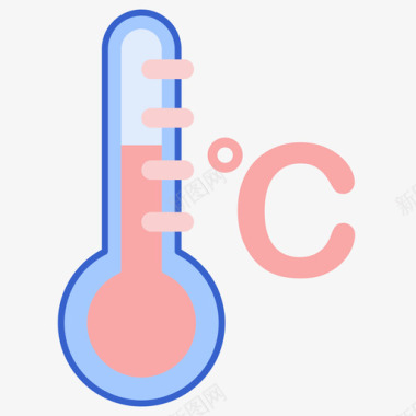 221天气温度计线性颜色图标图标