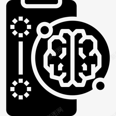 智能手机大脑概念2填充图标图标