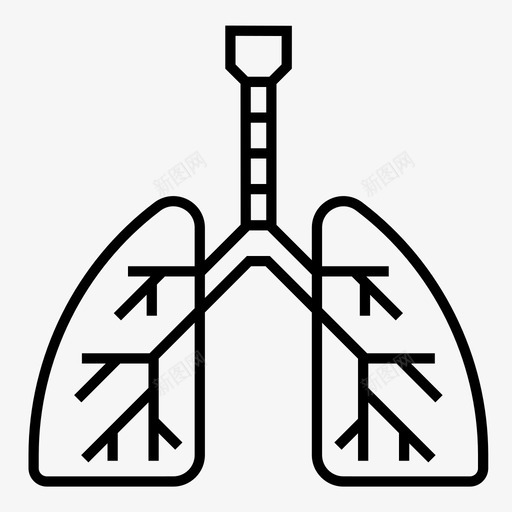 肺解剖学人体器官图标svg_新图网 https://ixintu.com 人体器官 人体解剖线图标 呼吸系统 氧气 肺 解剖学