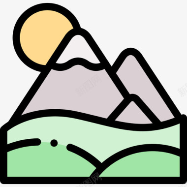 山脉景观34线性颜色图标图标