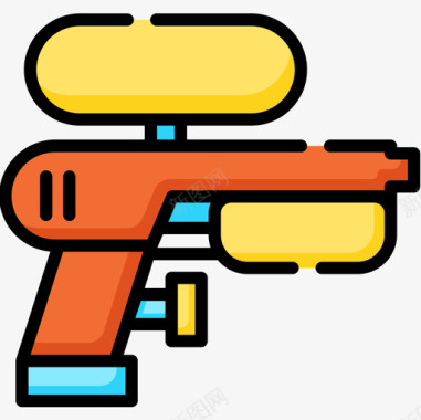 水枪儿童玩具23线性颜色图标图标