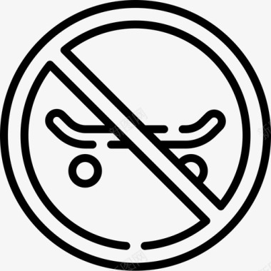 禁止溜冰信号和禁令4线性图标图标