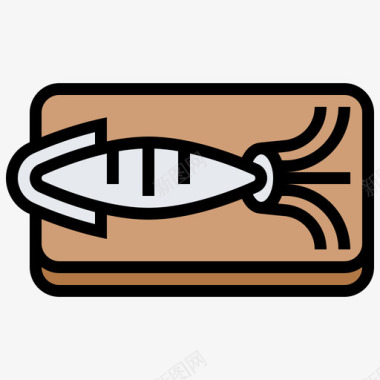 鱿鱼海鲜12原色图标图标