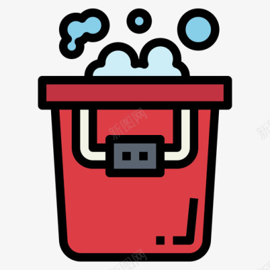 桶洗车机14线性颜色图标图标