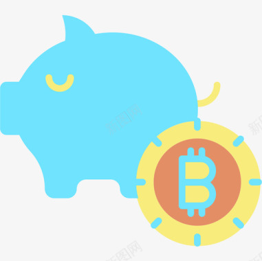 小猪银行比特币加密货币2扁平图标图标