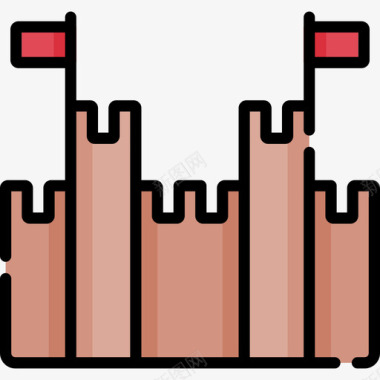 葡萄牙城堡5线性颜色图标图标