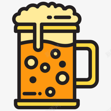 啤酒酿造啤酒3线性颜色图标图标