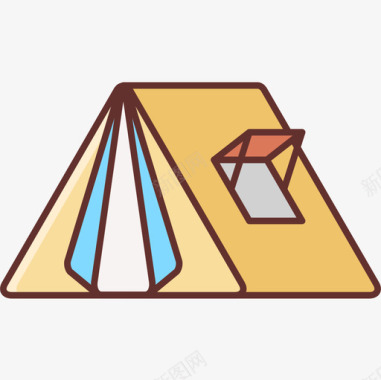 露营帐篷露营126线性颜色图标图标