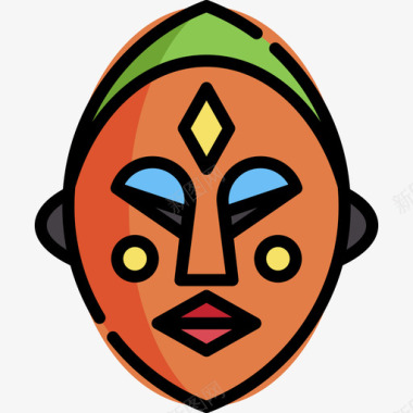 非洲面具灵性25线性颜色图标图标