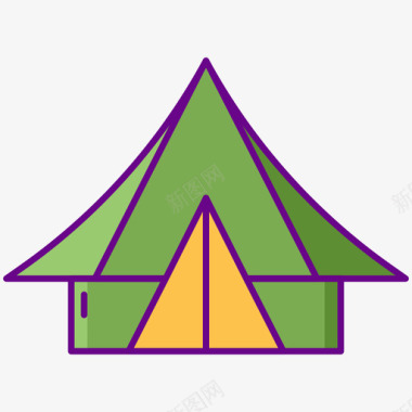 露营帐篷露营116线性颜色图标图标