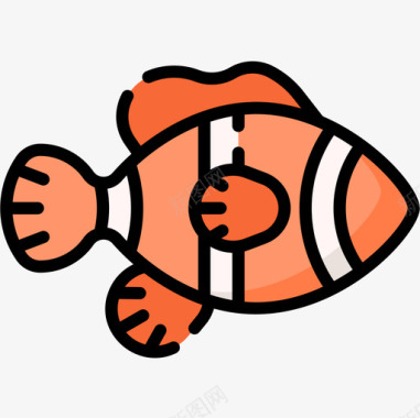 小丑鱼海洋生物37线形颜色图标图标