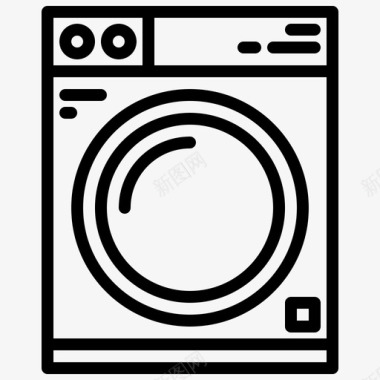 洗衣机家用设备13线性图标图标