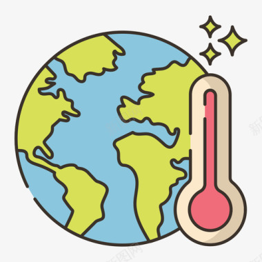 全球变暖222号天气线性颜色图标图标