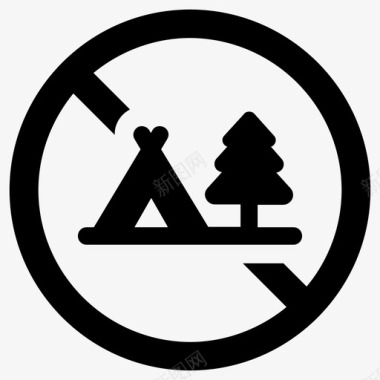 禁止露营禁止帐篷图标图标