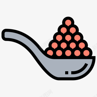 鱼子酱海鲜12原色图标图标