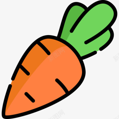胡萝卜水果和蔬菜12线形颜色图标图标