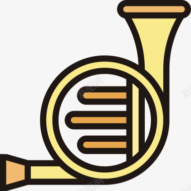法国喇叭乐器6线型颜色图标图标