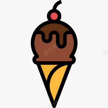 冰淇淋游乐园32线性颜色图标图标