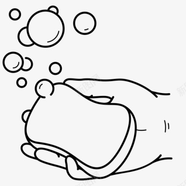 手拿海绵在泡沫里泡沫洗涤剂图标图标