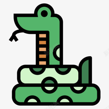 蛇动物园16线性颜色图标图标