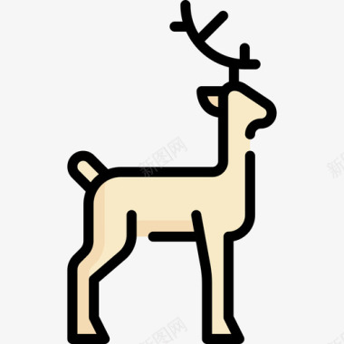 鹿圣诞装饰2线性颜色图标图标