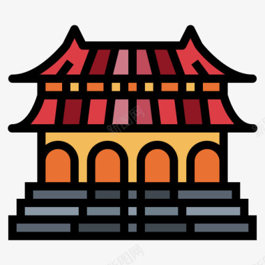 Landmark中国38线性颜色图标图标