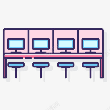 办公室共工作空间6线性颜色图标图标