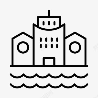 建筑物城市湖滨图标图标