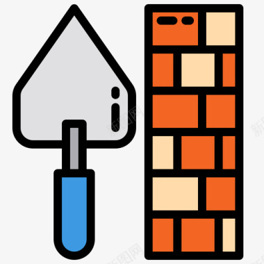 砖墙建筑68线彩图标图标