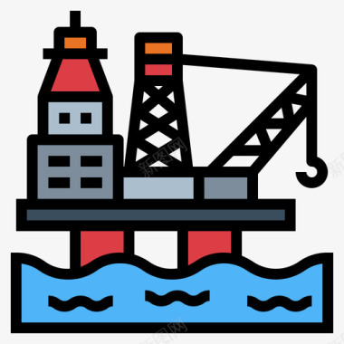石油钻机能源58线性颜色图标图标