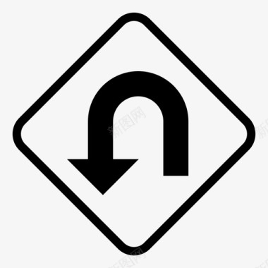 转弯道路标志图标图标