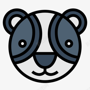 熊猫熊动物园16线性颜色图标图标
