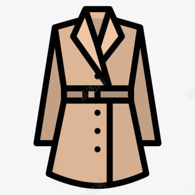 外套女式时尚4线性颜色图标图标