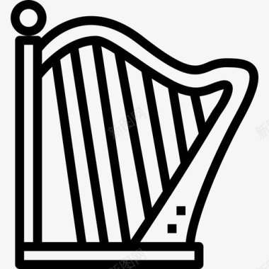 竖琴爵士乐直线图标图标