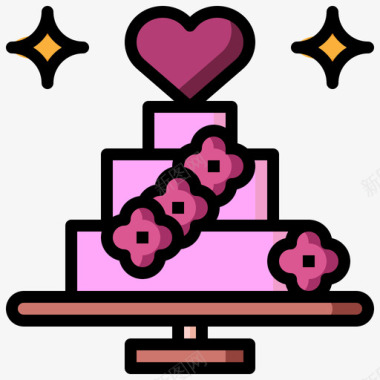 结婚蛋糕爱情和浪漫14线性颜色图标图标