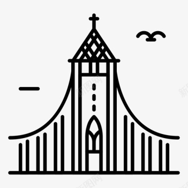 格雷教堂冰岛陆地图标图标