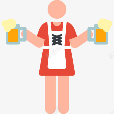 女啤酒节45彩色图标图标