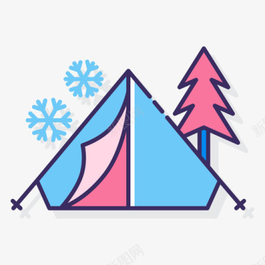 帐篷露营136线性颜色图标图标