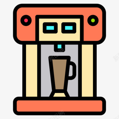 速溶咖啡咖啡店132线性颜色图标图标