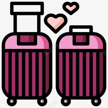手提箱爱情与浪漫14线性颜色图标图标