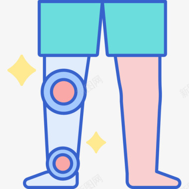 假肢残疾线性颜色图标图标