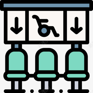 候车室残疾人救助8线性颜色图标图标