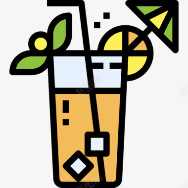 鸡尾酒夏季60线性颜色图标图标