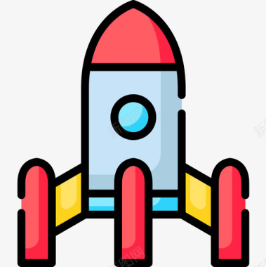 火箭儿童玩具23线性颜色图标图标