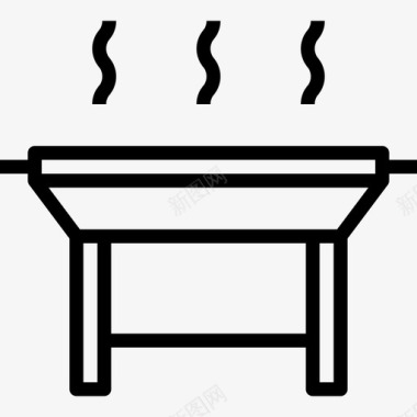 烤架厨房67线性图标图标